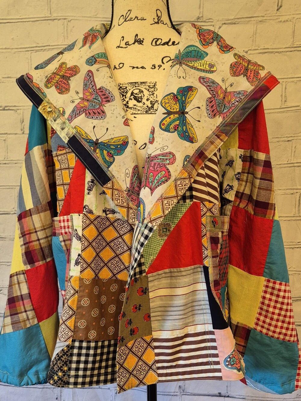 Patchwork Multicolor Hooded Bomber Jacket - Picture 2 of 8